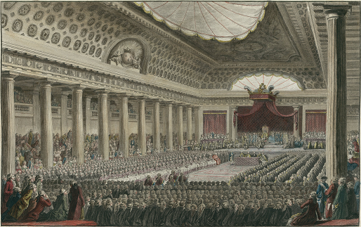 Runion des tats-gnraux  Versailles dans la salle de l'htel des Menus Plaisirs.